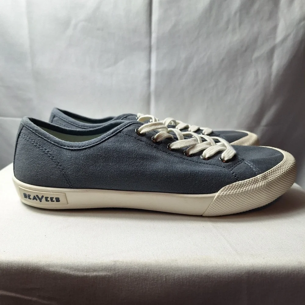 SEAVEES Monterey Sneakers Womens Sz 7 Slate Blue Canvas White Rubber Toe Cap NEW